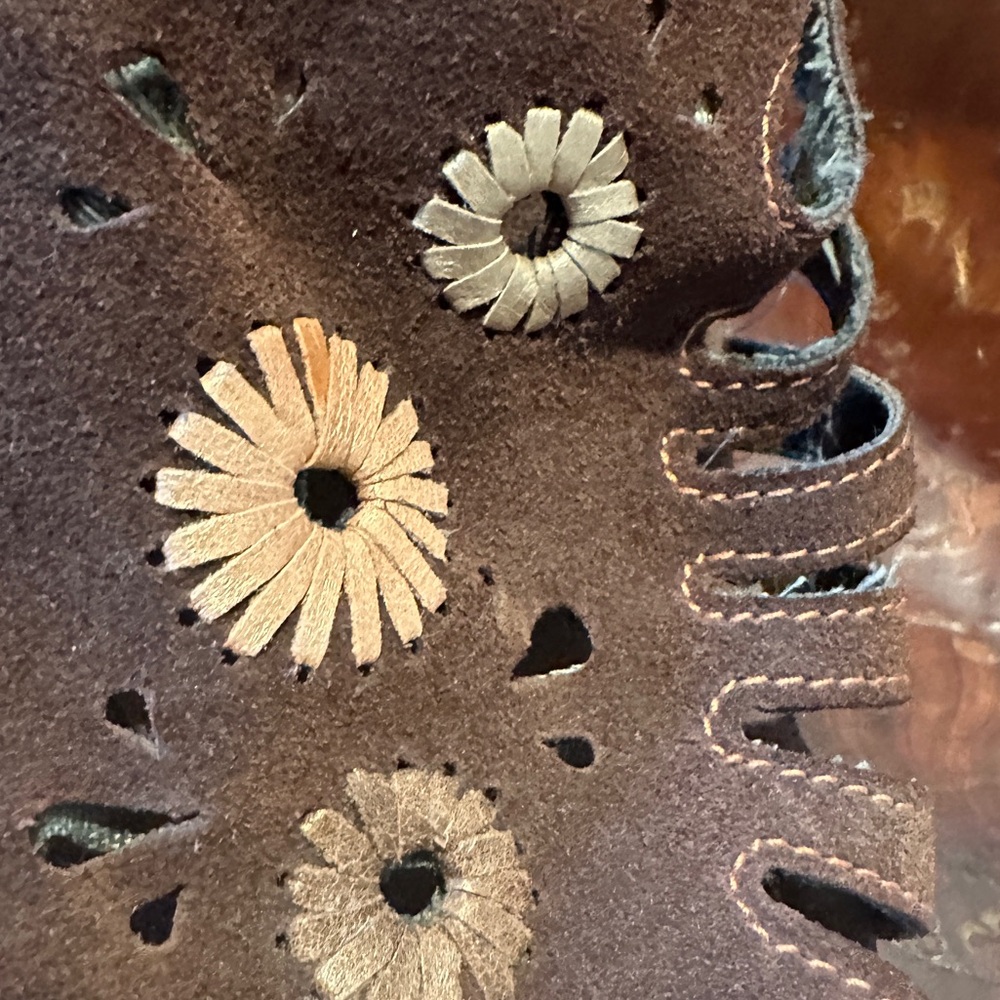 🤩Brown Suede Wooden 5 inch Platform Super Comfy 🌼 Floral Platform Shoes - Picture 11 of 14